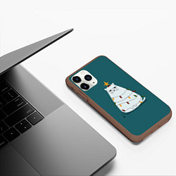Чехол iPhone 11 Pro матовый Кото-ёлка, цвет: 3D-коричневый — фото 2