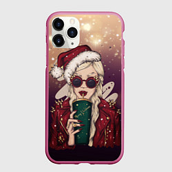Чехол iPhone 11 Pro матовый Снегурка, цвет: 3D-малиновый
