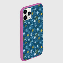 Чехол iPhone 11 Pro матовый Снежинки, цвет: 3D-фиолетовый — фото 2