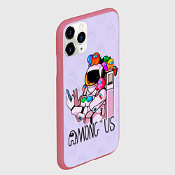 Чехол iPhone 11 Pro матовый Among Us, цвет: 3D-малиновый — фото 2