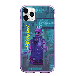 Чехол iPhone 11 Pro матовый Cyberpunk 2077, цвет: 3D-сиреневый