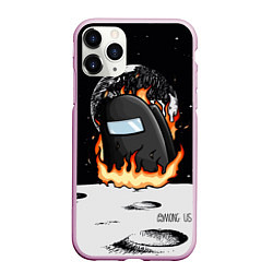 Чехол iPhone 11 Pro матовый Among Us fire, цвет: 3D-розовый