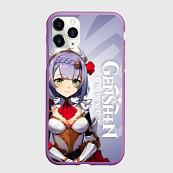 Чехол iPhone 11 Pro матовый GENSHIN IMPACT, НОЭЛЛЬ, цвет: 3D-фиолетовый