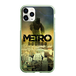 Чехол iPhone 11 Pro матовый Metro logo, цвет: 3D-салатовый