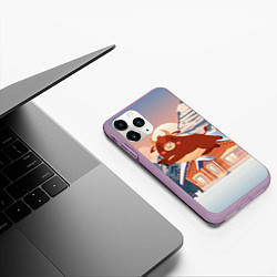 Чехол iPhone 11 Pro матовый Летящий бык 2021, цвет: 3D-сиреневый — фото 2