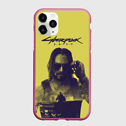 Чехол iPhone 11 Pro матовый Cyberpunk 2077, цвет: 3D-малиновый