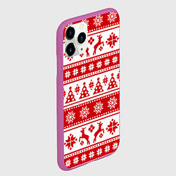 Чехол iPhone 11 Pro матовый Новый Год Олени и снежинки, цвет: 3D-фиолетовый — фото 2