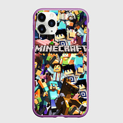 Чехол iPhone 11 Pro матовый MINECRAFT, цвет: 3D-фиолетовый