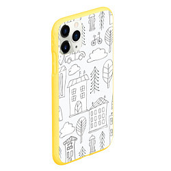 Чехол iPhone 11 Pro матовый Нарисованный город, цвет: 3D-желтый — фото 2