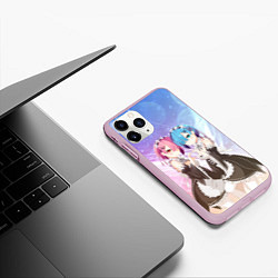 Чехол iPhone 11 Pro матовый Рем и Рам, цвет: 3D-розовый — фото 2