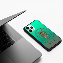 Чехол iPhone 11 Pro матовый Сова ловец снов, цвет: 3D-черный — фото 2