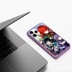 Чехол iPhone 11 Pro матовый Персонажи Genshin Impact, цвет: 3D-фиолетовый — фото 2