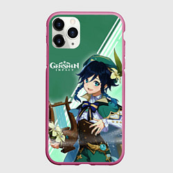 Чехол iPhone 11 Pro матовый Genshin Impact, цвет: 3D-малиновый