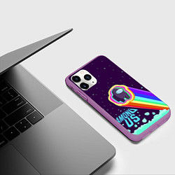 Чехол iPhone 11 Pro матовый AMONG US neon rainbow, цвет: 3D-фиолетовый — фото 2