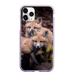 Чехол iPhone 11 Pro матовый Лисички фото, цвет: 3D-светло-сиреневый