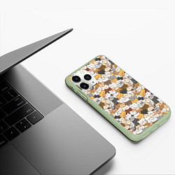 Чехол iPhone 11 Pro матовый Котики муркотики, цвет: 3D-салатовый — фото 2