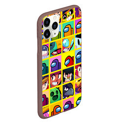 Чехол iPhone 11 Pro матовый Among Us Brawl Stars Персона, цвет: 3D-коричневый — фото 2