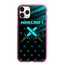 Чехол iPhone 11 Pro матовый Minecraft, цвет: 3D-малиновый