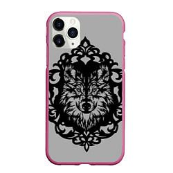 Чехол iPhone 11 Pro матовый Благородный серый волк, цвет: 3D-малиновый