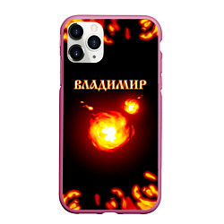 Чехол iPhone 11 Pro матовый Владимир, цвет: 3D-малиновый