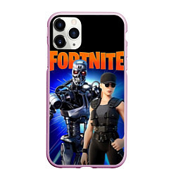 Чехол iPhone 11 Pro матовый Fortnite терминатор, цвет: 3D-розовый