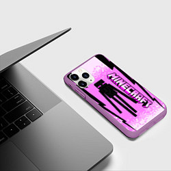 Чехол iPhone 11 Pro матовый Minecraft, цвет: 3D-фиолетовый — фото 2