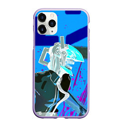 Чехол iPhone 11 Pro матовый Человек Бензопила, цвет: 3D-светло-сиреневый