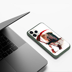 Чехол iPhone 11 Pro матовый Человек Бензопила Аниме, цвет: 3D-темно-зеленый — фото 2