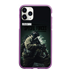 Чехол iPhone 11 Pro матовый Спецназ РФ, цвет: 3D-фиолетовый
