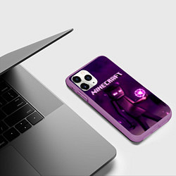 Чехол iPhone 11 Pro матовый Minecraft Слендермен, цвет: 3D-фиолетовый — фото 2