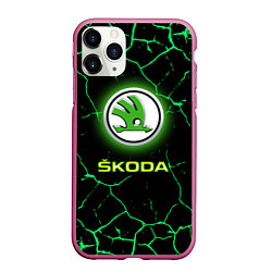 Чехол iPhone 11 Pro матовый SKODA, цвет: 3D-малиновый