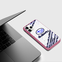 Чехол iPhone 11 Pro матовый SUBARU, цвет: 3D-малиновый — фото 2