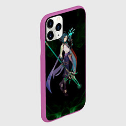 Чехол iPhone 11 Pro матовый Genshin Impact - Xiao, цвет: 3D-фиолетовый — фото 2
