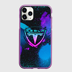 Чехол iPhone 11 Pro матовый TESLA NEON, цвет: 3D-фиолетовый