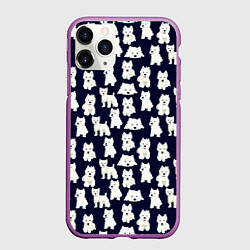 Чехол iPhone 11 Pro матовый Собаки Пушистики, цвет: 3D-фиолетовый