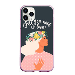 Чехол iPhone 11 Pro матовый All you need is love, цвет: 3D-розовый
