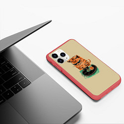 Чехол iPhone 11 Pro матовый Cat DJ, цвет: 3D-красный — фото 2