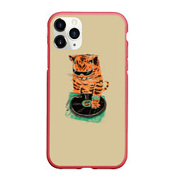 Чехол iPhone 11 Pro матовый Cat DJ, цвет: 3D-красный