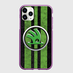 Чехол iPhone 11 Pro матовый Skoda Green Logo Z, цвет: 3D-фиолетовый