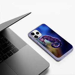 Чехол iPhone 11 Pro матовый Морской конёк, цвет: 3D-светло-сиреневый — фото 2