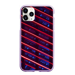 Чехол iPhone 11 Pro матовый Неоновые полосы, цвет: 3D-сиреневый