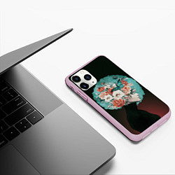 Чехол iPhone 11 Pro матовый Girl in flowers, цвет: 3D-розовый — фото 2