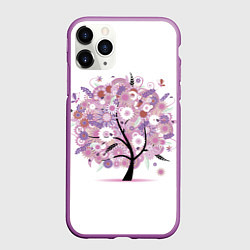 Чехол iPhone 11 Pro матовый Цветочное Дерево, цвет: 3D-фиолетовый