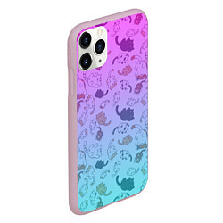 Чехол iPhone 11 Pro матовый Котики в полете, цвет: 3D-розовый — фото 2
