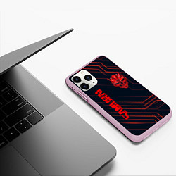 Чехол iPhone 11 Pro матовый CYBERPUNK 2077 samurai, цвет: 3D-розовый — фото 2