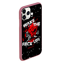 Чехол iPhone 11 Pro матовый WAKE THE F CK UP!, цвет: 3D-малиновый — фото 2