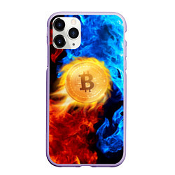 Чехол iPhone 11 Pro матовый БИТКОИН BITCOIN FIRE, цвет: 3D-светло-сиреневый