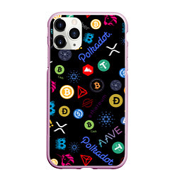 Чехол iPhone 11 Pro матовый BITCOIN PATTERN БИТКОИН Z, цвет: 3D-розовый