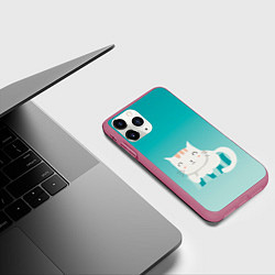 Чехол iPhone 11 Pro матовый Котик на подстилке, цвет: 3D-малиновый — фото 2