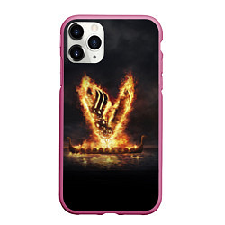 Чехол iPhone 11 Pro матовый Викинги Vikings спина Z, цвет: 3D-малиновый